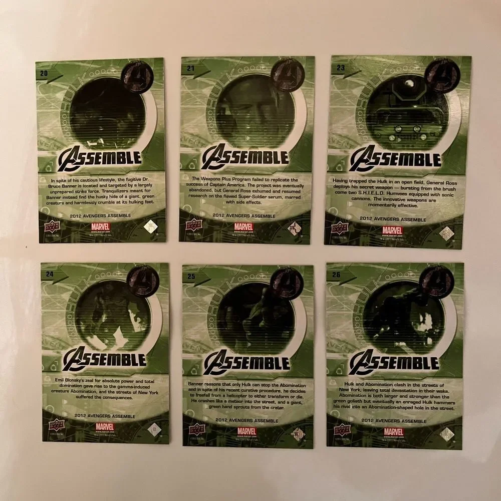 Upper Deck Marvel Avengers Assemble Trading Cards Hulk Abomination 20-21, 23-26